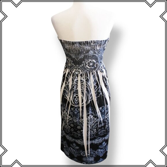 CRISTINALOVE Strapless Smocked Floral Summer Dress - Size M - Picture 2 of 8